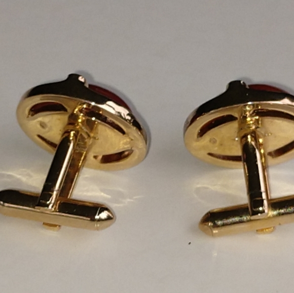 Cuff Links Bronze Stone VTG - Picture 3 of 7